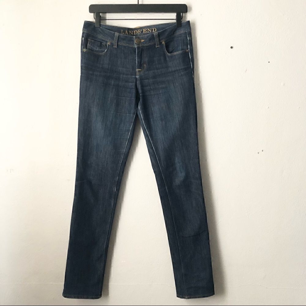 Lands End dark Wash straight leg denim jeans size 4